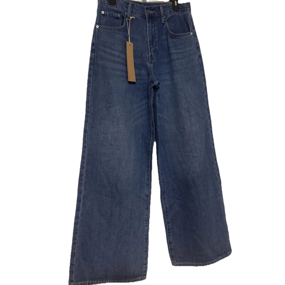 NextTrys Women's Jeans Med Wash NWT Loose Wide Adaphter 28X31 Adjustable Waist